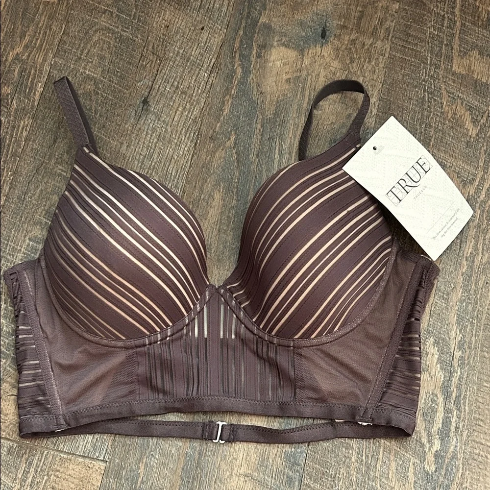 True&Co Charcoal She Walks in Beauty + Light Bra Women's Size 36 C New With Tags